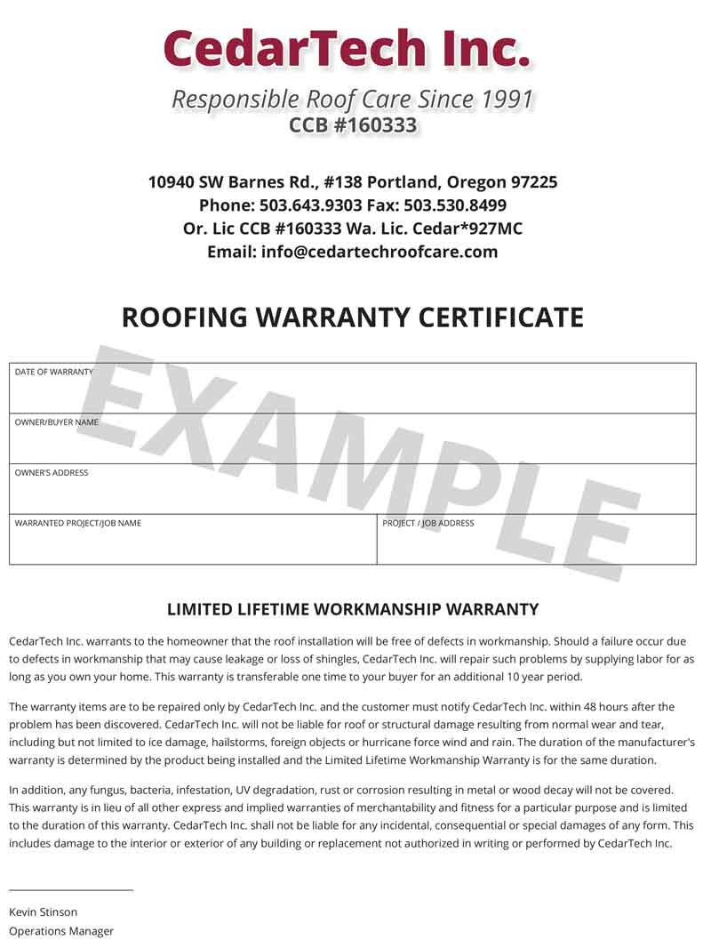 Roof Warranty Sample - Home Design Ideas
