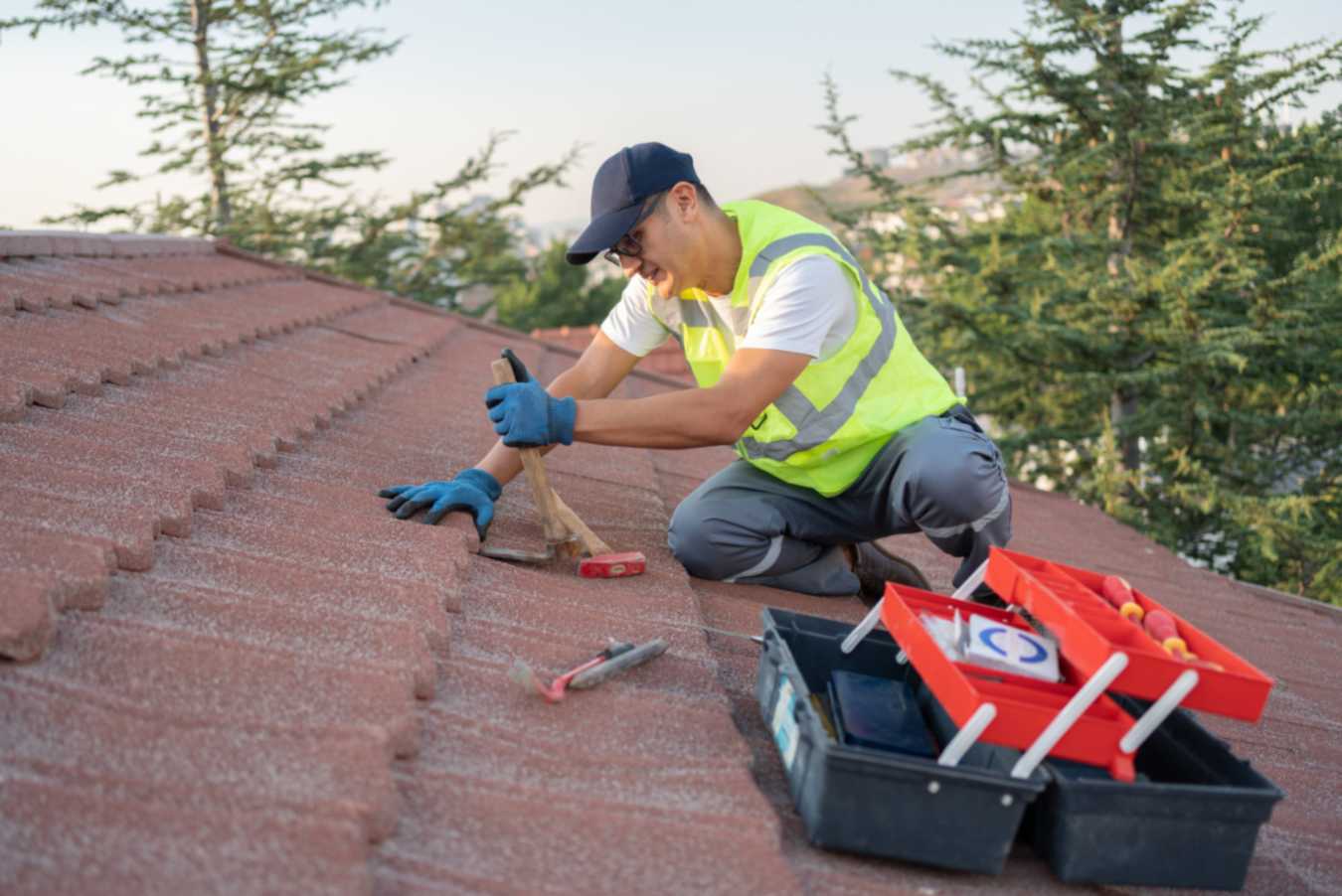 Routine roof maintenance work on home in Portland, OR